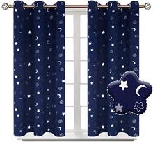 Children Bedroom Blackout Curtains Blue Cartoon Stars Moon Bronzing Printed Window Treatment Drapes Home Living Room Decor 2024 - buy cheap