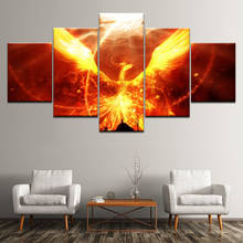 HD Poster Canvas Home Decorative Modular Picture 5 Pieces Oil Painting Fire Phoenix Framework Wall Art Prints For Living Room 2024 - buy cheap