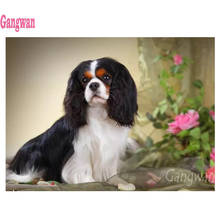 cute pet puppy 5d Diy Diamond Painting Cross Stitch Cavalier King Charles Spaniel Dog 5D Mosaic Full Diamond Embroidery decor 2024 - buy cheap