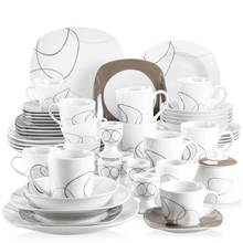 VEWEET NIKITA 50-Piece Porcelain Dinner Set with Egg Cup,Cup&Saucer,Mugs,Dessert&Soup&Dinner Plate,Bowl Set,Milk Jug&Sugar Pot 2024 - buy cheap