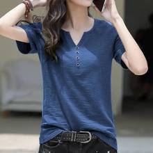 2021 New 100% Cotton T Shirt Woman Summer Fashion O Neck Short Sleeve T-shirt Woman Korean Style Plus Size Shirt Women Shirts 2024 - buy cheap