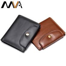 MVA Genuine Leather RFID Men Card Wallet Mini Card Holder With Coin Pocket Men's Small Thin Walet Slim Wallets For Men Lux  7442 2024 - buy cheap