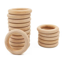 15pcs 50mm 1.96" Baby Wooden Teething Rings Necklace Bracelet DIY Crafts Natural Baby Toys 2024 - buy cheap