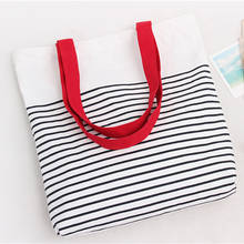 2021 New Beach Tote Bag Fashion Women Canvas Summer Large Capacity Striped Shoulder Bag Tote Handbag Shopping Shoulder Bags 2024 - buy cheap