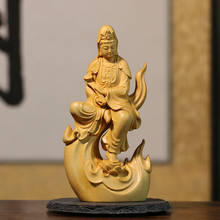 Estatua de Buda tallado de boj, decoración para el hogar, artesanía de madera sólida, para la colección de Ruyi Guanyin 2024 - compra barato