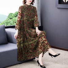 Vestido folgado de veludo para outono 2021, roupa coreana folgada, de tamanho grande, com estampa de flor longa 4xl 2024 - compre barato