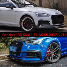 For Audi A3 S3 A4 S4  A5 S5 2017-2019 Real Carbon Fiber For Car Front Bumper Splitters Side Wind knife Aprons 2024 - buy cheap