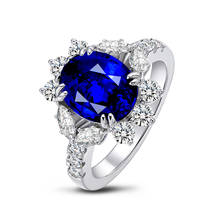 Anillo de compromiso de corte ovalado de 4 quilates para mujer, de Plata de Ley 925, con diamantes Sona azules o blancos, anillos de compromiso de boda 2024 - compra barato