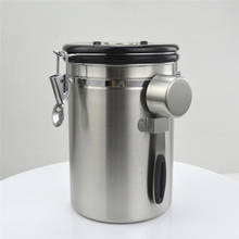 Tanque vedado de grãos de café, tanque com válvula de escape para armazenamento de açúcar em pó de café, aço inoxidável, hermético para cozinha 2024 - compre barato