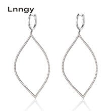 Lnngy 18K White Gold /Yellow Gold /Rose Gold Natural Diamond Earrings Petal Design Diamond Jewelry for Women Drop Earrings Gifts 2024 - buy cheap