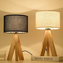 Lámpara de mesa pequeña para dormitorio, Base de madera moderna, producto nórdico de estudio, lámpara de escritorio Simple para habitación 2024 - compra barato