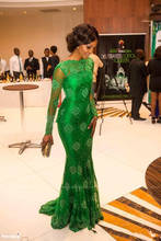 Vestidos de Noche de estilo Formal para mujeres, vestidos de sirena de manga larga con Apliques de encaje, estilo africano del Sur, con alfombra roja famosa, color verde 2024 - compra barato