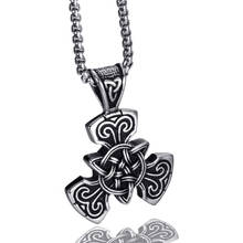 Pingente de colar de aço inoxidável mágico do nó celtic da prata dos meninos dos homens com joia chain de 45-75cm 2024 - compre barato