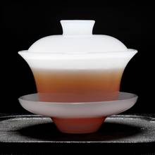 160ml Creative Gaiwan White Jade Porcelain Tea Bowl with Lid Saucer Set Office Tea Ceremony Drinkware Birthday Gifts Collection 2024 - buy cheap
