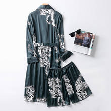 Роскошная шелковая ночная рубашка из двух частей, атласная Мужская пижама, свободный шелковистый халат с длинным рукавом и длинными штанами, банный халат для мужчин 2024 - купить недорого
