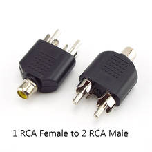 1 rca fêmea para 2 rca macho adaptador av áudio plug y divisor conector conversor de áudio para tv computador mp3 2024 - compre barato