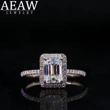Aeaw anéis de moissanite ct, branco, esmeralda, pedra romântica, 10k, 14k, ouro branco, ouro rosa, casamento e noivado 2024 - compre barato