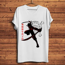 Camiseta de Roronoa Zoro para hombre, camisa divertida de anime, blanca, de manga corta, informal, unisex, ropa de calle de manga ONE pirate 2024 - compra barato