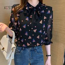 Floral Printed Chiffon Blouses For Women 2021 Summer Thin Female Casual Shirts Fashion Ladies Soft Clothings Femme Blouses 2024 - buy cheap