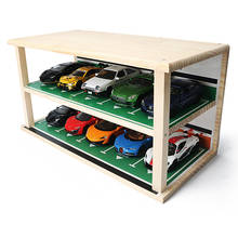 1:32 alta simulação modelo de carro estacionamento expositor gabinete madeira maciça manual estacionamento garagem cena exibição para crianças presentes 2024 - compre barato