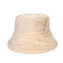 Faux fur Winter Bucket Hat For Women High Quality Solid Artificial Fur Warm Female Cap Outdoor Sunscreen Sun Hat Panama Lady Cap 2024 - buy cheap