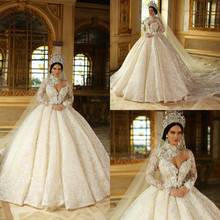 Arabic Long Sleeve Wedding Dresses Plus Size Lace Appliqued Vintage Bridal Gowns Custom Made Robes De Mariée 2024 - buy cheap