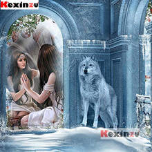 kexinzu Full Square,Round Drill 5D DIY Diamond Painting "Ice castle, wolf, woman" Embroidery Cross Stitch 3D Home Decor K64310 2024 - buy cheap