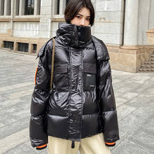 Jaqueta de inverno feminina curta com capuz, casaco sobretudo quente 2024 - compre barato