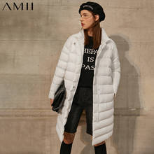 Amii-Chaqueta de plumón de pato blanco 90% para mujer, abrigo de moda minimalista con cuello levantado, 12070688 2024 - compra barato