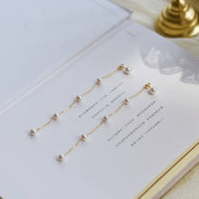 Lily jewelry brincos longos de pérola d' água doce, joias simples de prata esterlina 925, jóias com pérolas genuínas para presente de mãe e amantes 2024 - compre barato