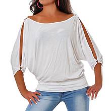 Fora do ombro meia manga camiseta 2021 verão moda feminina casual cor sólida o pescoço solto simples topos camiseta plus size S-5XL 2024 - compre barato