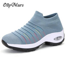 Platform Sneakers Shoes Women Casual Knitted Vulcanize Shoes Breathable Air Mesh Sock Shoes Walking Shoes Zapatos De Mujer 2024 - buy cheap