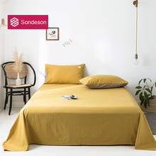 Sondeson Beauty 100% Cotton Yellow Solid Flat Sheet Single Twin Double Queen King Healthy Skin Bed Sheet Set Pillowcase 2024 - buy cheap