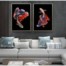 Modern Posters and Prints Blue and Red Fish Animal Canvas Art Modular Painting Wall Art Pictures for Living Room Home Decoration 2024 - buy cheap