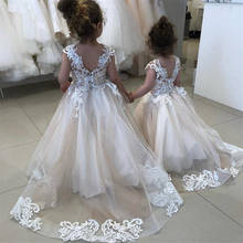 Vestidos de novia para niña, Vestido largo de princesa con flores, elegante, de Navidad, talla 6, 12 y 14 años 2024 - compra barato