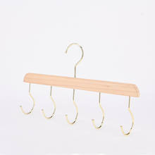 5 In 1 Storage Hanger Wood Gold Belt Clothing Store Tie Behind Door Back Hook Household Wardrobe Silk Scarf Home Key Decoration 2024 - buy cheap