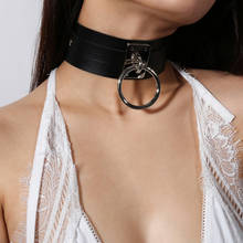 Collar de cuero PU ajustable para mujer, correa de cuello ancho, ataduras de Bondage BDSM, Gargantilla Sexy, Collar gótico Punk 2024 - compra barato