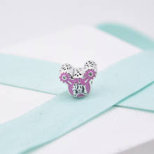 2020 New mouse head Charm 925 Sterling Silver Enamel Charms Beads Fit Bracelets DIY For Women Christmas Gift Winter Jewelry 2024 - buy cheap