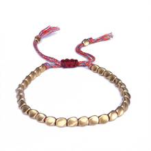 Pulsera de cuentas de cobre tibetano hecha a mano, cuerda de algodón trenzado budista, amuleto de buena suerte para protección 2024 - compra barato