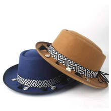 2019 2019 Fashion Women Pork Pie Hat Autumn Wool Fedora Hat Outdoor Casual Wild Jazz Hat Cloche Hat With Tassel Ribbon Size 58CM 2024 - buy cheap