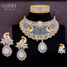 GODKI 4PCS Luxury Phoenix Drops Statement Choker Jewelry set For Women Wedding African Cubic Zircon CZ Dubai Bridal Jewelry 2024 - buy cheap