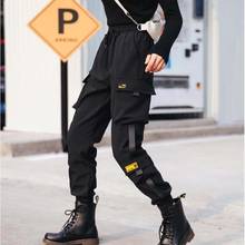 Streetwear preto calças femininas estilo coreano cintura elástica calças de moletom baggy soring hip hop harajuku ys9856 2024 - compre barato