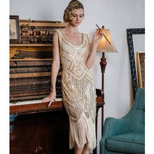 Vestido Flapper de gran Gatsby para fiesta de noche, lentejuelas con flecos, 1920s 2024 - compra barato