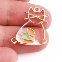 20PCS 22*19mm Gold Tone Alloy enamel cat animal pendant charms Necklace Accessories Jewelry Findings Handmade Craft DIY Bracelet 2024 - buy cheap