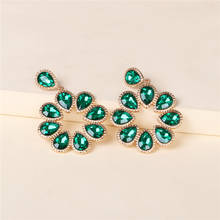 JUJIA Luxury Chic Crystal Water Drop Earrings Shiny Flower Rhinestone Round Dangle Earrings For Women Wedding Party Jewelry 2024 - buy cheap