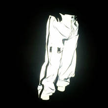 Pantalones reflectantes transpirables con cremallera lateral para hombre y mujer, pantalones cargo brillantes de camuflaje, estilo harajuku, hip hop, Otoño e Invierno 2024 - compra barato