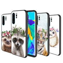 Funda de silicona con diseño de mapache y zorro para móvil, funda de teléfono con diseño de flor de Animal para Huawei P40, P30, P20 Pro, P10, P9, P8 Lite E Plus 2019, 2017 2024 - compra barato