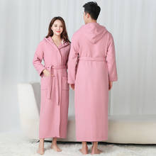 100% algodão waffle duplo engrossar casal quente camada com capuz banho robe macio masculino feminino casual casa roupão estilo japão homewear 2024 - compre barato