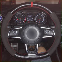 MEWANT-cubierta de volante de coche de fibra de carbono, negro, PU, para Volkswagen Golf 7 GTI Golf R MK7 VW Polo GTI Scirocco 2024 - compra barato