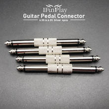 Conector de pedal de efeito de guitarra, 4 unidades, 1/4 polegadas 6.35mm coulper, adaptador de jack reto, acessórios de pedal de guitarra elétrica 2024 - compre barato